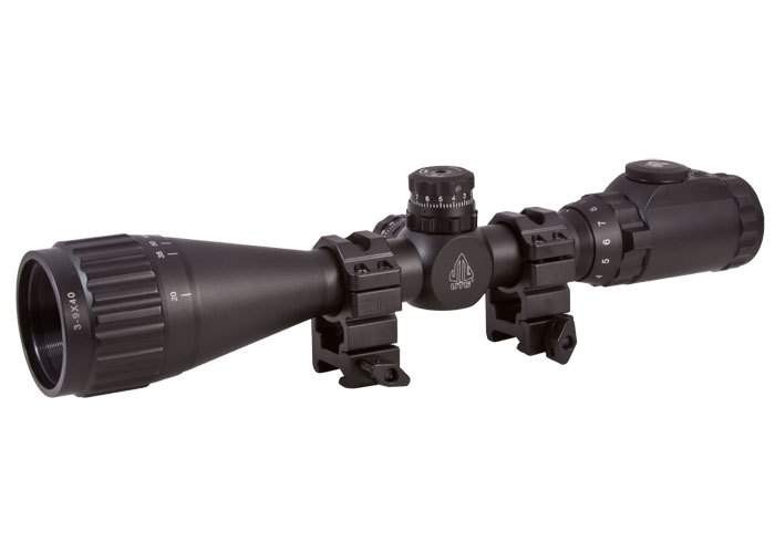 Leapers UTG 3-9x40 AO True Hunter Rifle Scope, EZ-TAP, Illuminated Mil-Dot Reticle, 1/4 MOA, 1 Tube, See-Thru Weaver Rings