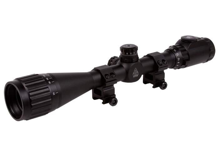 UTG 4-16x40 AO Rifle Scope, EZ-TAP, Illuminated Mil-Dot Reticle, 1/4 MOA, 1 Tube, See-Thru Weaver Rings