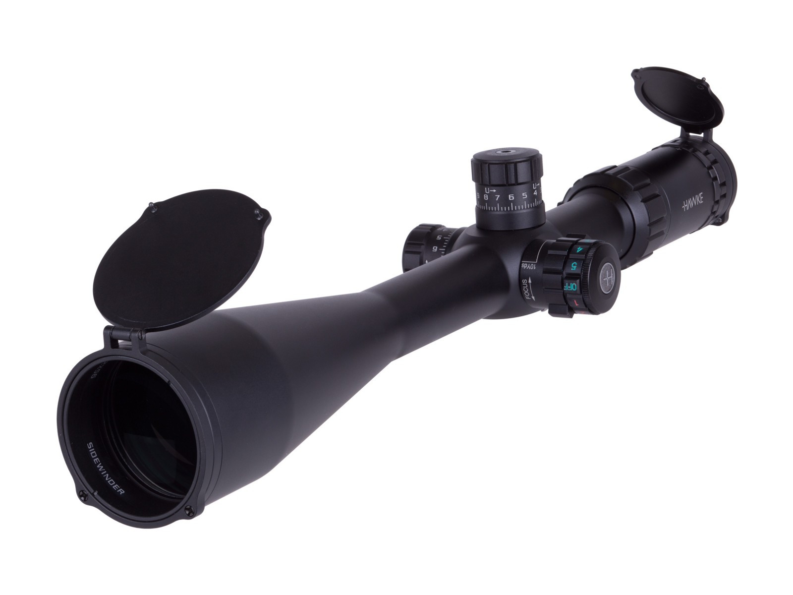 Hawke Sport Optics 8-32x56 AO Sidewinder 30 SF Rifle Scope, Illuminated SR Pro Reticle, 1/4 MOA, 30mm Tube