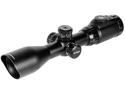 Refurbished UTG 2-7x44 AO Accushot Scout SWAT Rifle Scope, EZ-TAP, Ill. Mil-Dot Reticle, 1/4 MOA, 30mm Tube, Weaver Rings