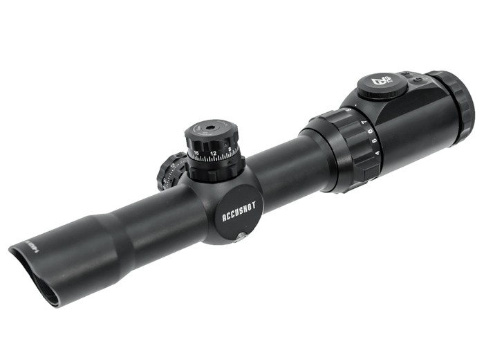 Leapers UTG 1-8x28 Multi-Range Combat Rifle Scope, EZ-TAP, Illuminated Mil-Dot Reticle, 1/2 MOA, 30mm Tube, See-Thru Weaver Rings