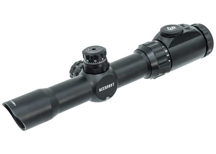 Leapers UTG Accushot 1-8x28 Multi-Range CQB Rifle Scope, EZ-TAP, Illuminated Mil-Dot Reticle, 1/2 MOA, 30mm Tube