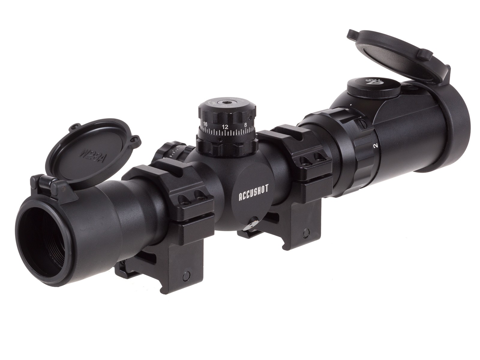 Leapers UTG 1-8x28 Multi-Range Combat Rifle Scope, EZ-TAP, Illuminated Circle-Dot Reticle, 1/2 MOA, 30mm Tube, See-Thru Weaver Rings