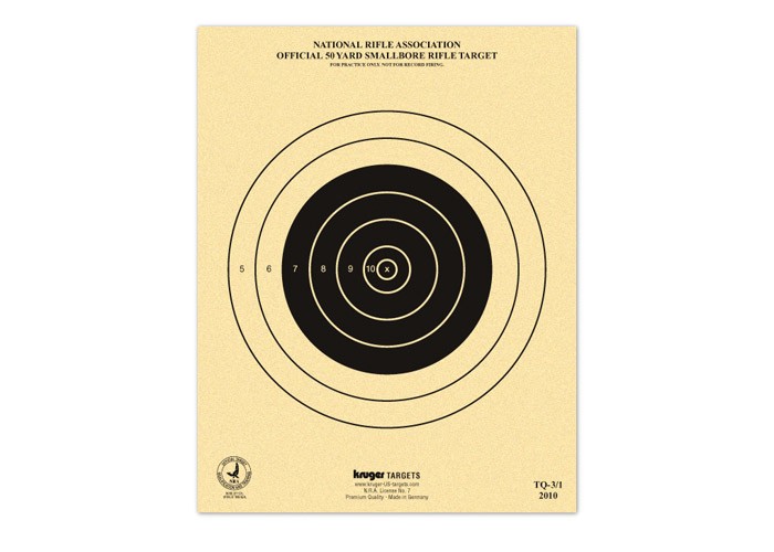 Kruger NRA 50 yd Smallbore Rifle Target, 7x9, 100ct