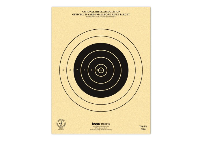 Kruger NRA 50 yd Smallbore Rifle Target, 7"x9", 100ct