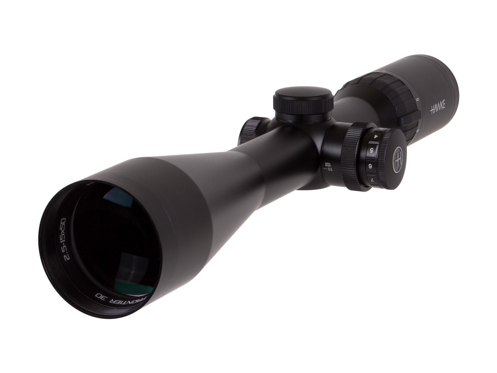 Hawke Sport Optics 2.5-15x50 AO Frontier 30 Rifle Scope, Ill. LR Dot Reticle, 1/4 MOA, 30mm Tube