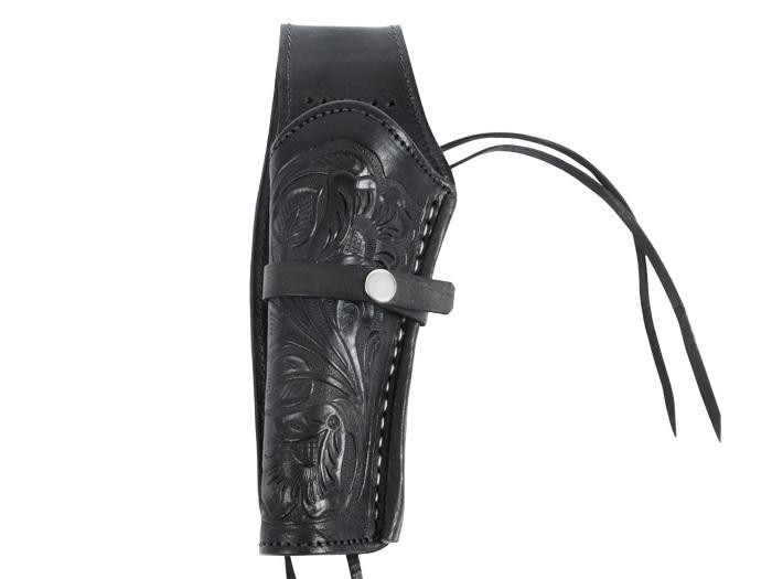 Hand-Tooled Leather Holster, 6, Black, Left Hand