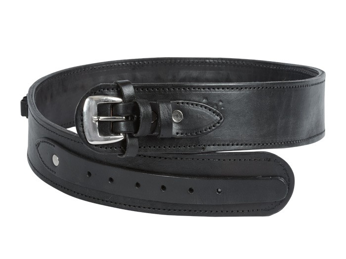 Gun Belt, 48-52" Waist, .38-Cal Loops, 2.5" Wide, Black Leather
