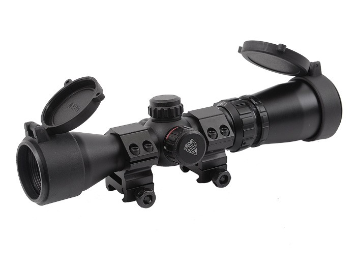 Leapers UTG 1.25-4x32 SWAT Pistol Scope, EZ-TAP, Ill. Duplex Reticle, 1/2 MOA, 1" Tube, Med. See-Thru Weaver Rings