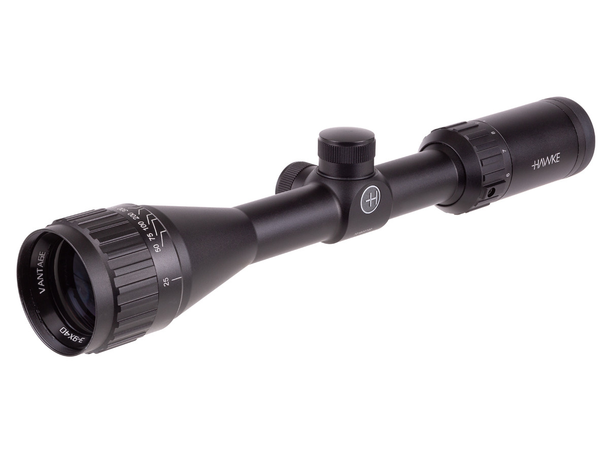 Hawke Sport Optics Vantage 3-9x40 AO Rifle Scope, Mil-Dot Reticle, 1/4 MOA, 1 Mono-Tube