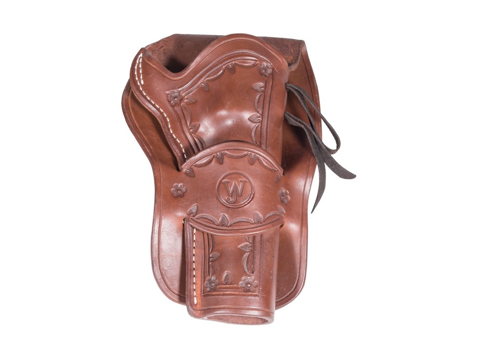 Western Justice Hand-Tooled Leather Holster, 6", Mahogany, Right Hand