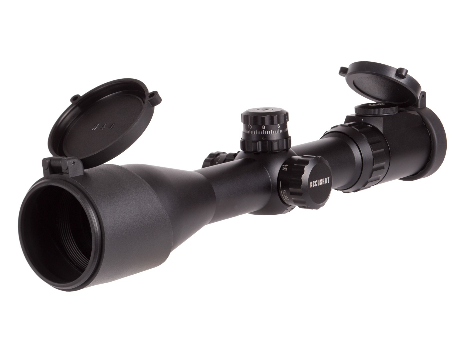 UTG 2-16x44 AO Accushot SWAT Rifle Scope, EZ-TAP, UMOA Reticle, 1/4 MOA, 30mm Tube, Picatinny/Weaver Rings
