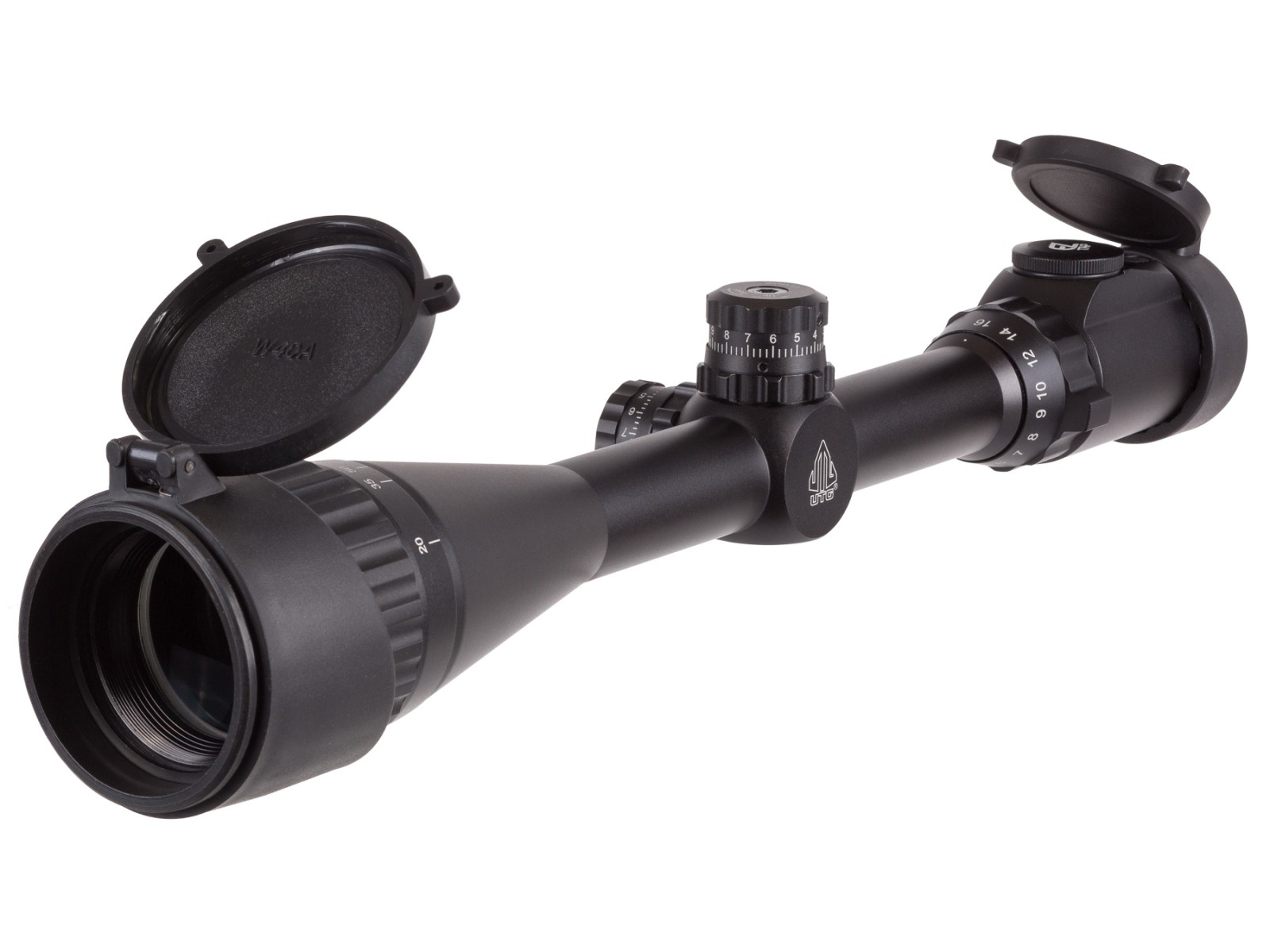 UTG 4-16x40 AO Rifle Scope, EZ-TAP, Illuminated Mil-Dot Reticle, 1/4 MOA, 1" Tube, Without Rings