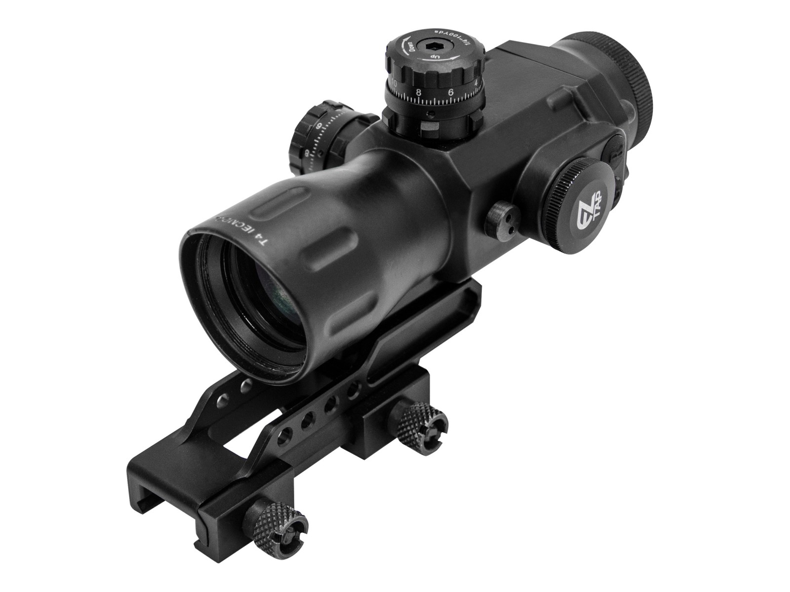 UTG Primsatic 4x32 T4 Rifle Scope, 36-Color, Mil-Dot Reticle, 1/4 MOA, 24mm Tube