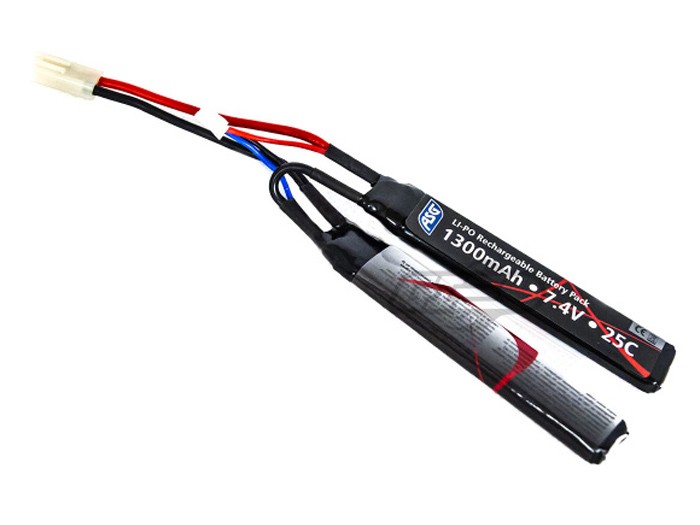 ASG 7.4v 1300mAh 2s 20C LiPO Split Battery