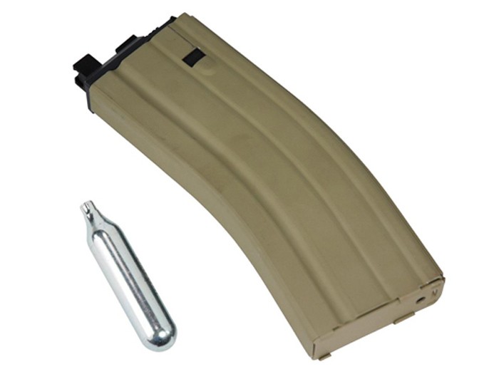 WE MIL4 / MK15 30rd Tan CO2 Airsoft Magazine,