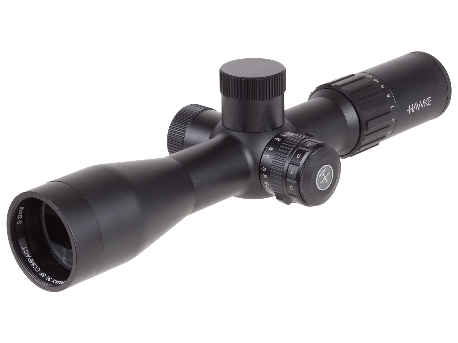 Hawke 3-12x40 Airmax 30 Compact SF Rifle Scope Ill. AMX, 1/10 MRAD, 30mm