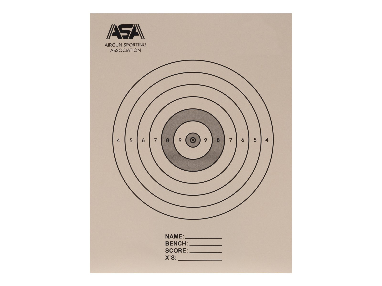 100 Yard Bench Rest ASA Target, 25 pack