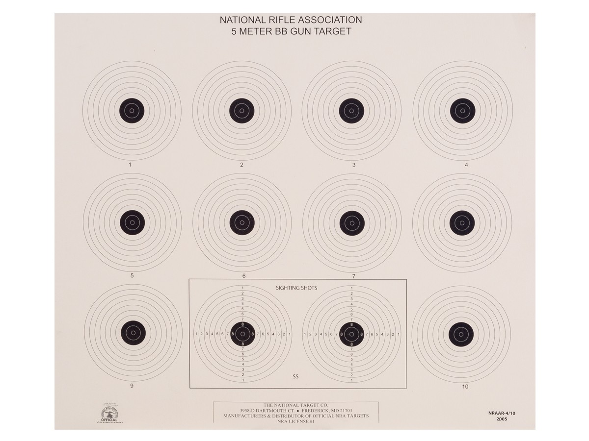 National Target NRA 5 Meter BB Gun Target, 14x12, 100ct.