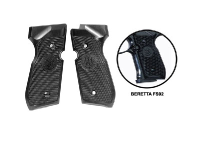 Beretta 92FS Grips, Black Plastic