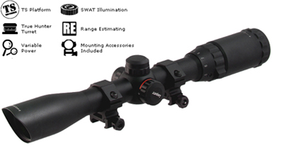 Leapers 3-9x32 Rifle Scope, Illuminated Mil-Dot Reticle, 1/4 MOA, 1" Tube, Weaver See-Thru Rings