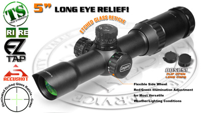 Leapers Accushot 1-4X28 30mm Long Eye Relief Rifle Scope 
