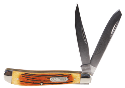 Schrade Old Timer Gunstock Trapper Pocketknife, 3 Non-Serrated Blades