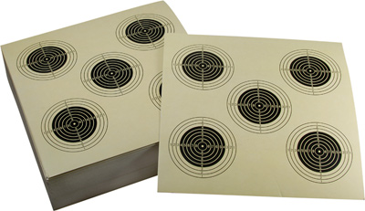 Tech Force Paper Pistol Targets, 5 Bullseyes, 5.5"x5.5", 100ct