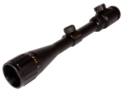 Refurbished Tech Force 4-12x40 AO Rifle Scope, Illuminated Red/Green Mil-Dot Reticle, 1/4 MOA, 1" Tube