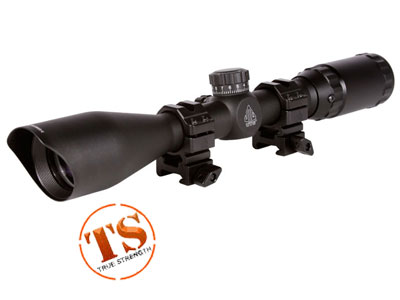 UTG 3-9x40 TF2+ Rifle Scope, Mil-Dot Reticle, 1/4 MOA, 1" Tube, See-Thru Weaver Rings