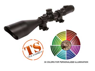 Refurbished UTG Accushot 4-16x56 AO Rifle Scope, SWAT, EZ-TAP, Illuminated Etched-Glass Mil-Dot Reticle, 1/8 MOA, 30mm Tube, Twist-Lock See-Thru Weaver/Picatinny Rings