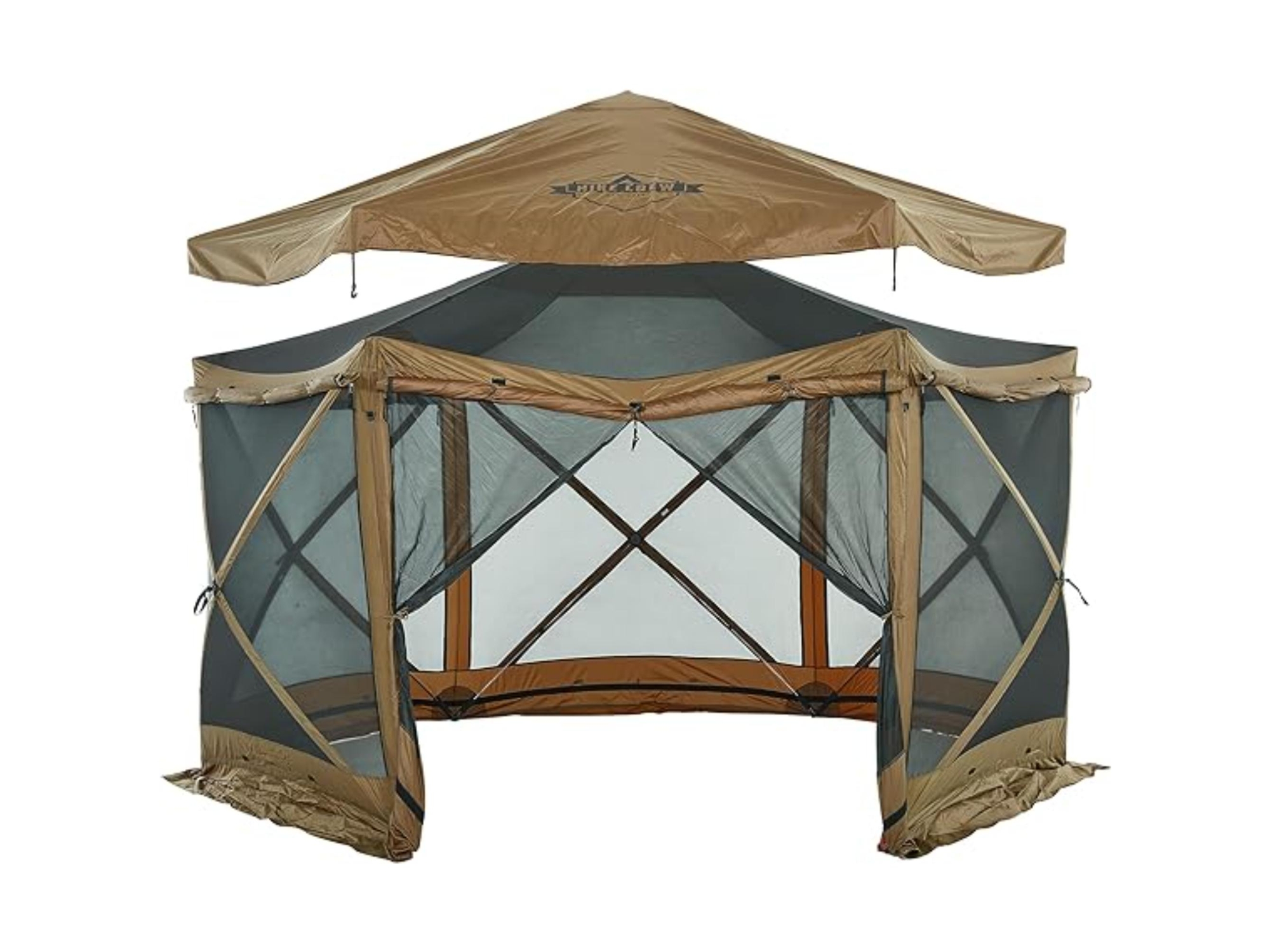 Hike Crew 13 x 13 Screened Roof Pop Up Gazebo Tent (6-Sides), Brown