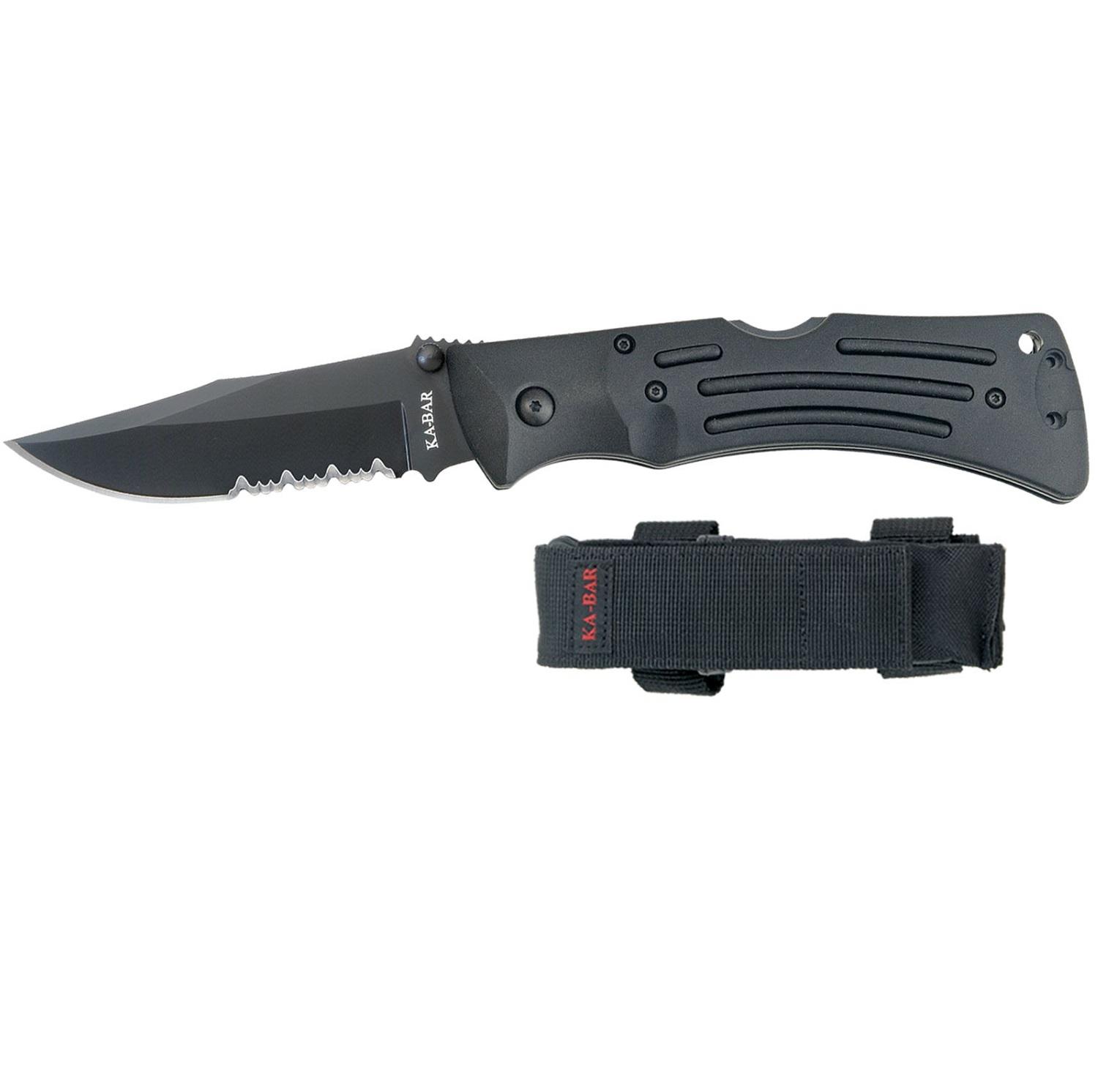 Ka-Bar Mule Folder 3.88 in Black Combo Blade Zytel Handle