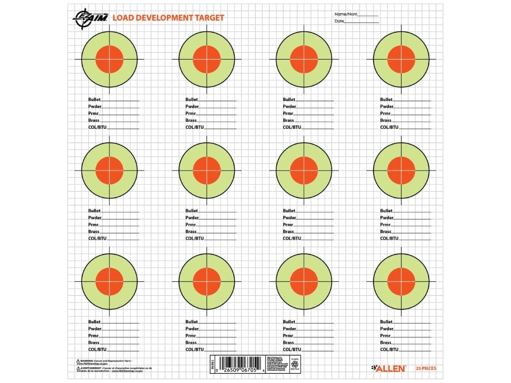 Allen EZ Aim Load Development Paper Targets, Black