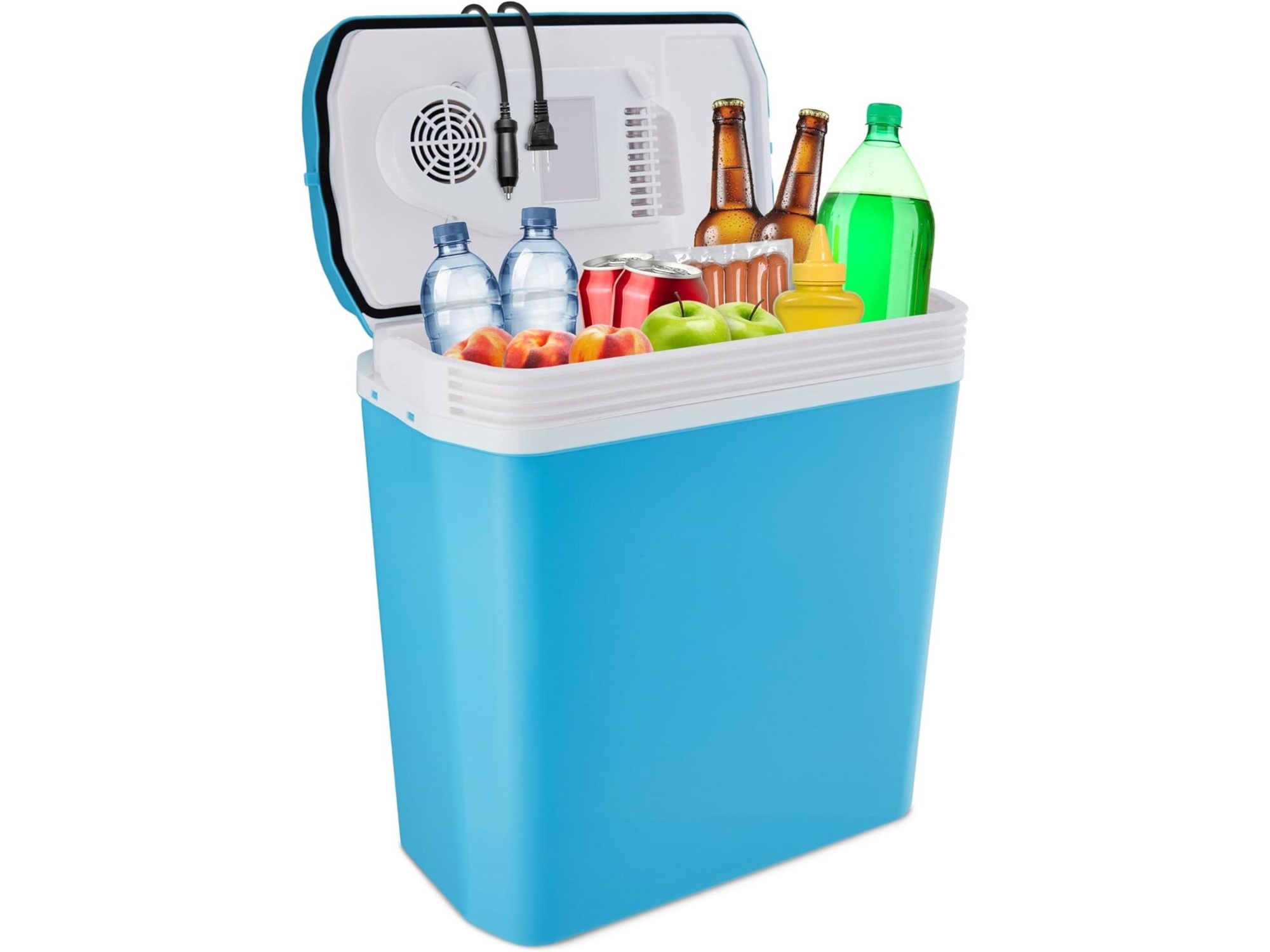 Ivation 24L Electric Cooler & Warmer Portable Car Fridge with Handle, Aqua