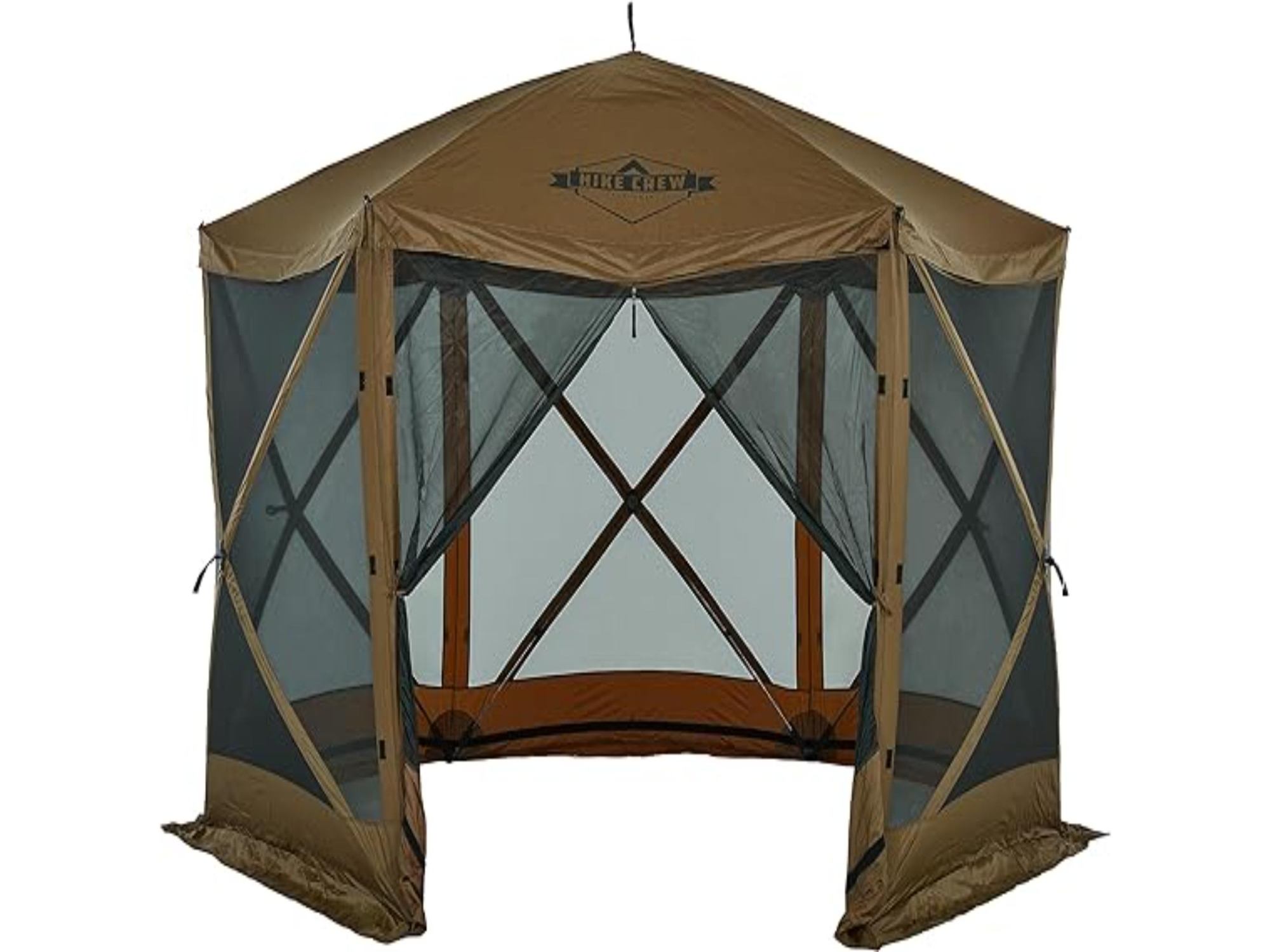 Hike Crew 12 x 12 Pop Up Gazebo, 6-Sided Outdoor Tent Canopy, Brown
