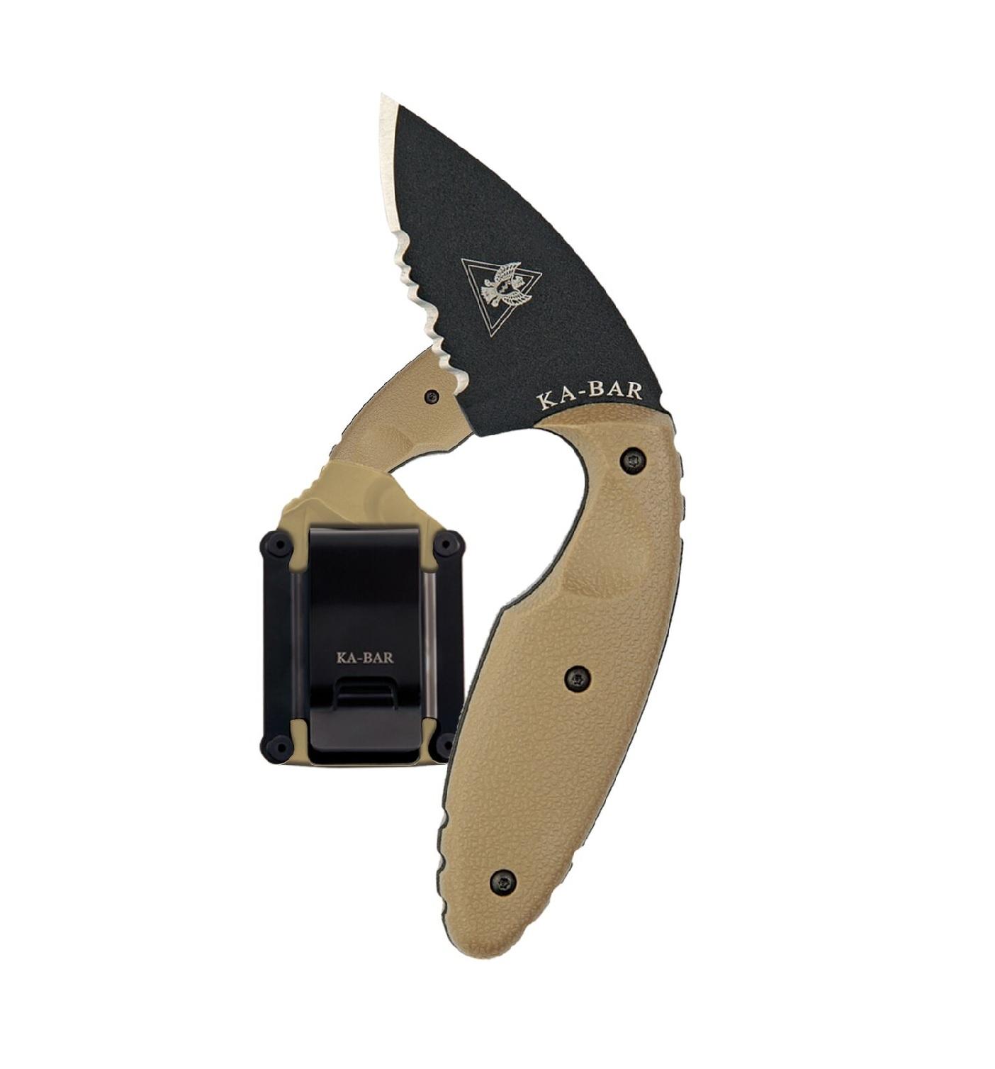 Ka-Bar Fixed 2.31 In Black Serrated Blade Coyote Brown