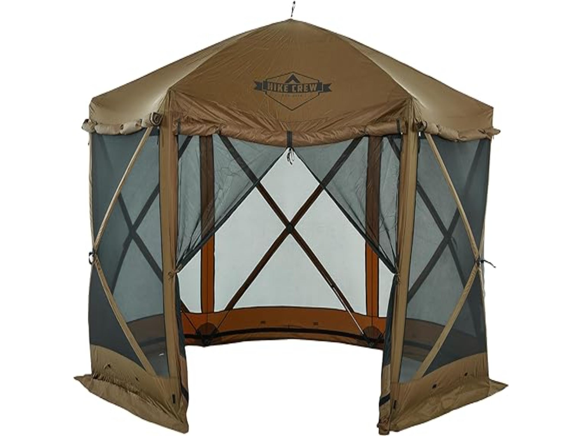 Hike Crew 12x12 Pop Up Gazebo, Outdoor Tent Canopy w/Wind Panels, Brown