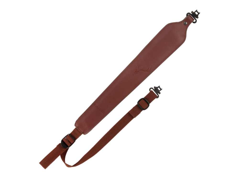 Allen Deer Head Padded Leather Rifle Sling with Swivels, Brown