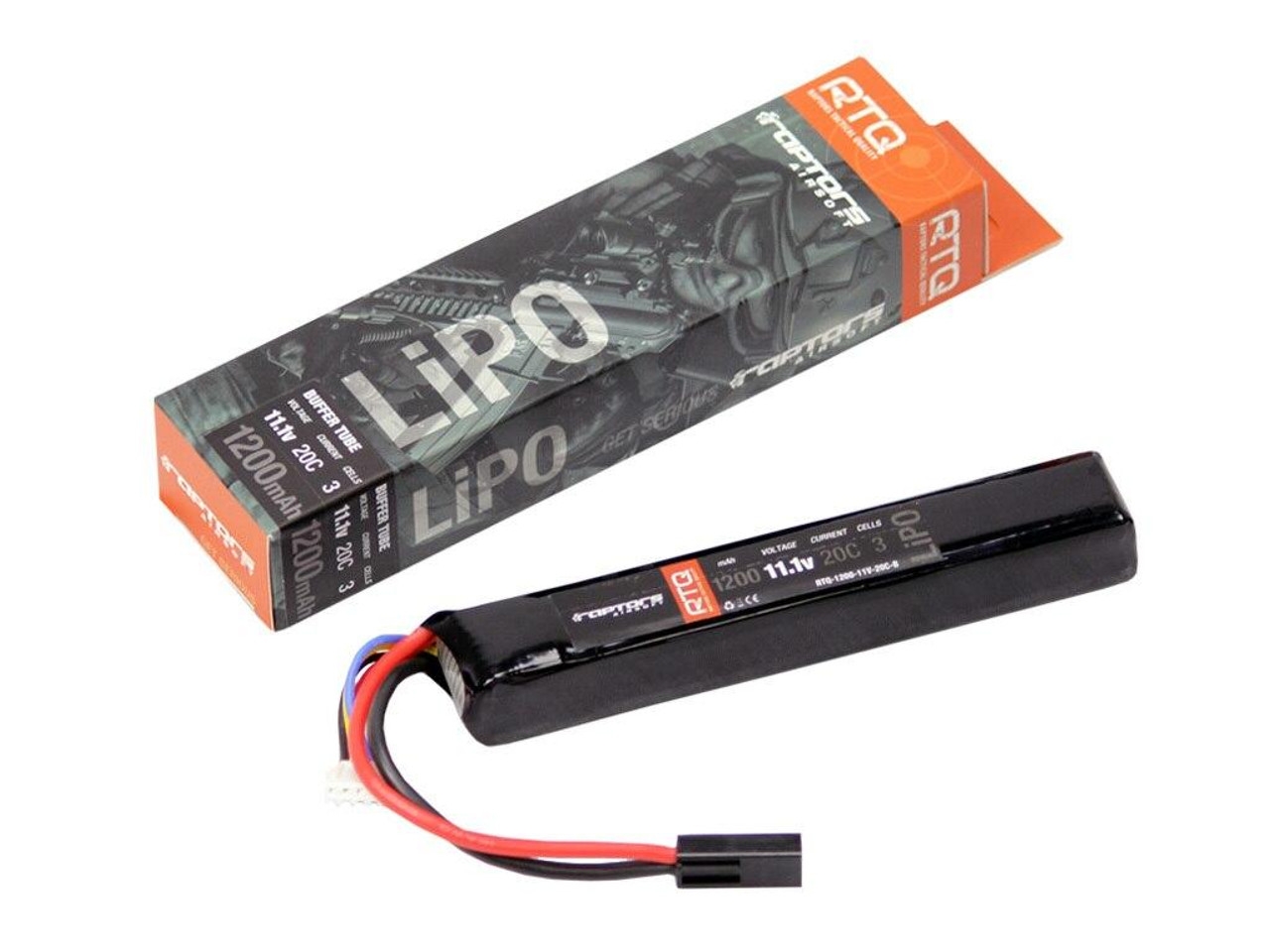 Raptor RTQ LiPo 1200mAh 11.1v 20c Mini Airsoft Battery, 6mm
