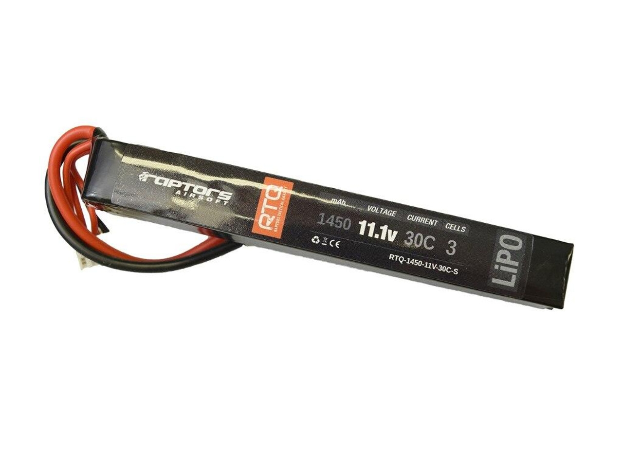 Raptor RTQ 11.1V 1450 MAh 30C Stick LiPo Airsoft Battery, Stick Type / Small Tamiya