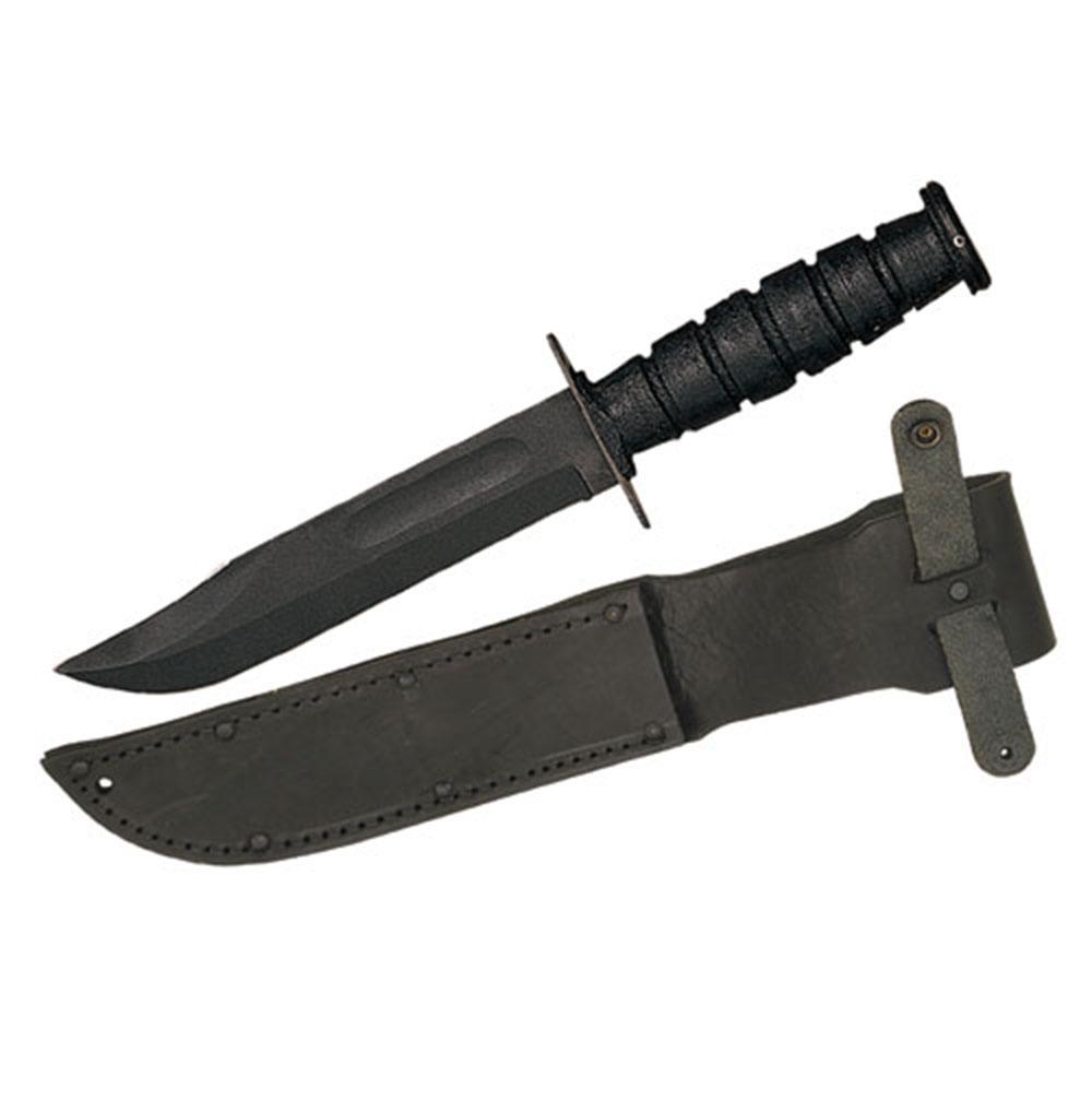 Ontario Knife  498 Combat Fixed 7.0 in Black Blade Leather Handle