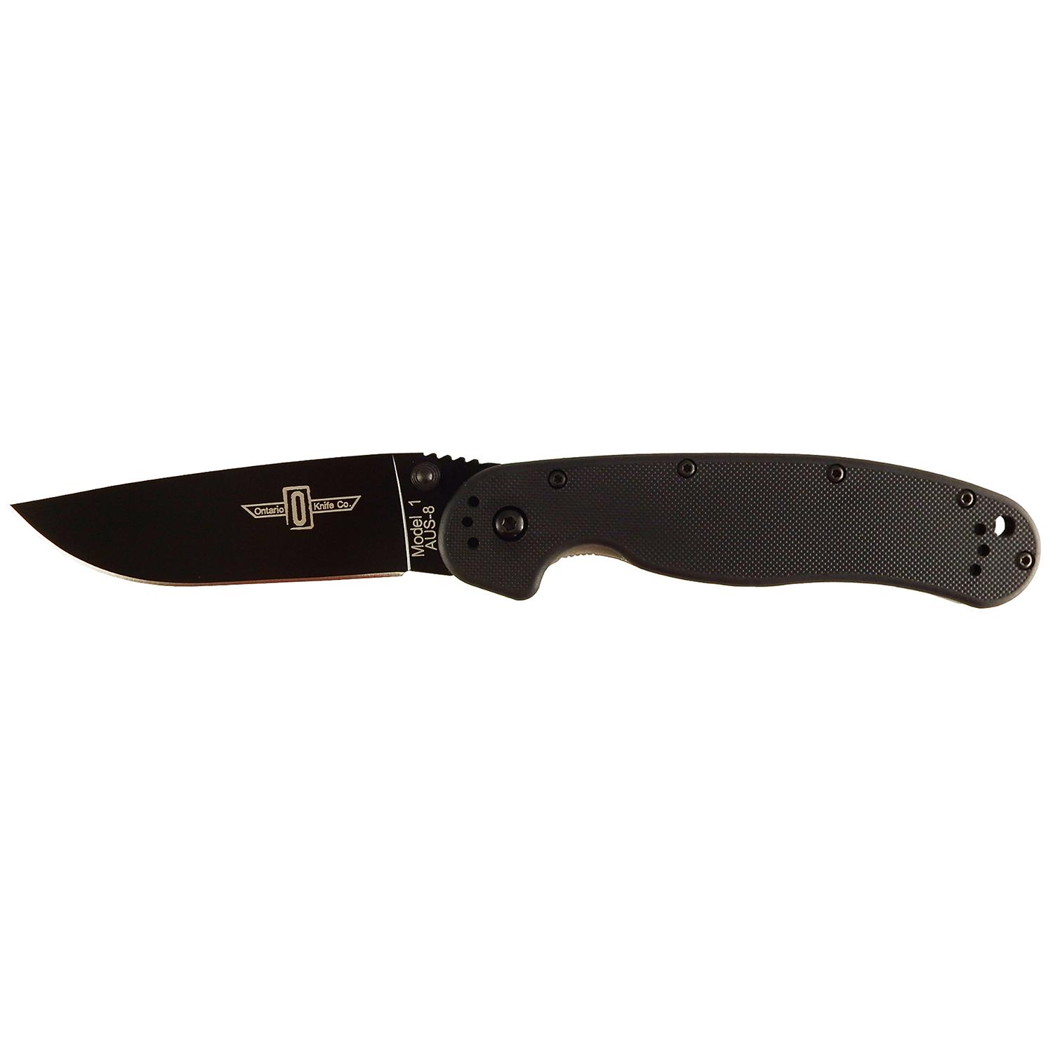Ontario Knife  RAT1 Folder 3.625 in Black Blade Black GFN Handle