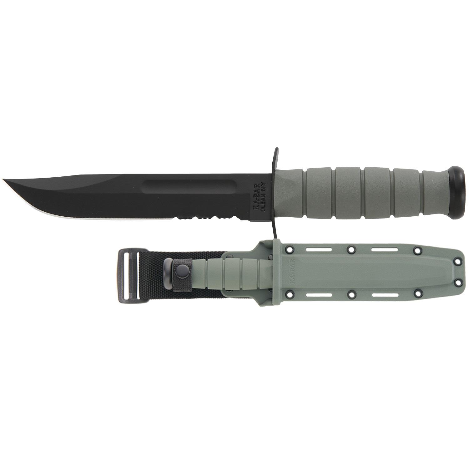 Ka-Bar Full-Size Fixed 7in Blk Combo Blade Foliage Kraton