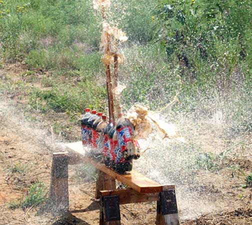 Dragon Slayer explodes 2-liter soda bottles