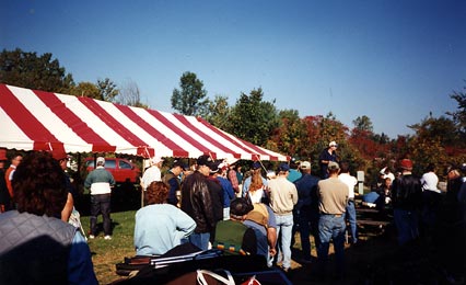 Field target shooters line up to sign up for a match