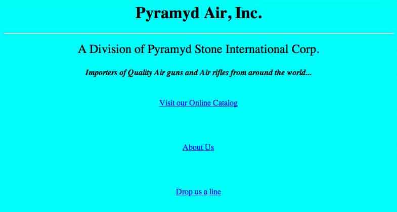 pyramyd air's first home page