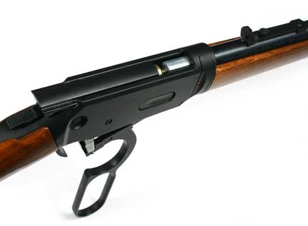 Walther Lever Action CO2 rifle with receiver exposed during cocking cycle