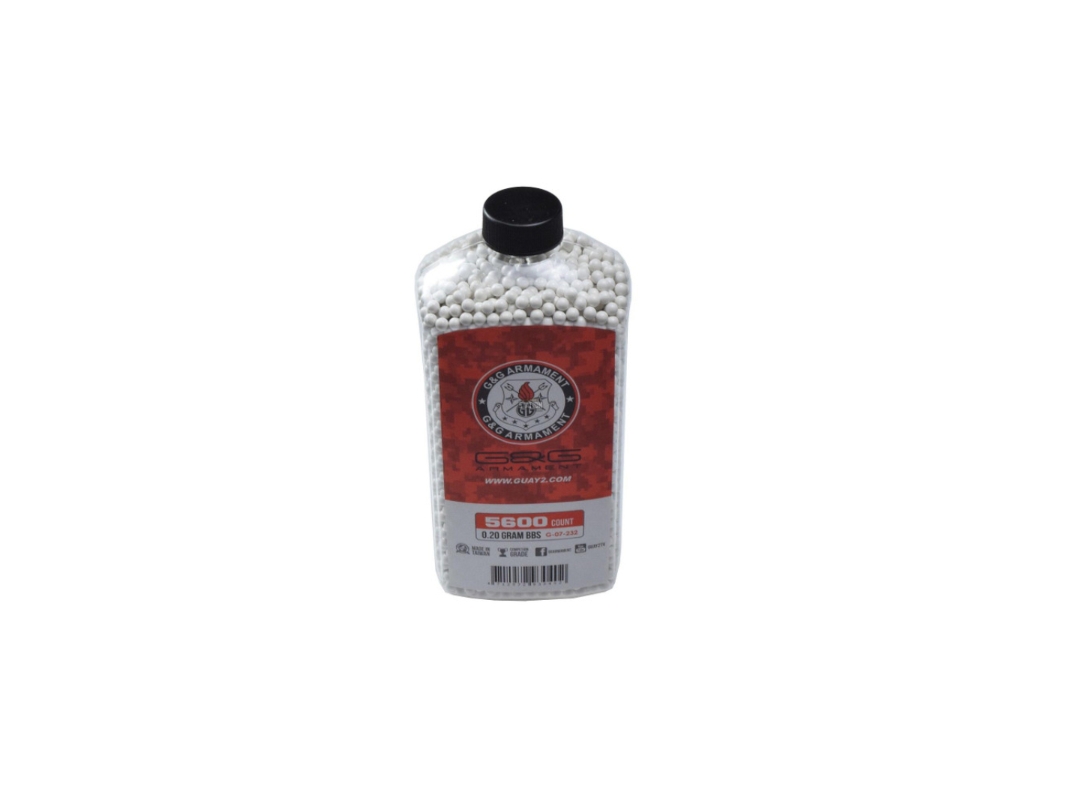 G&G Perfect BBs, 0.20g, 5600 Ct. Bottle, White, 6mm 6mm