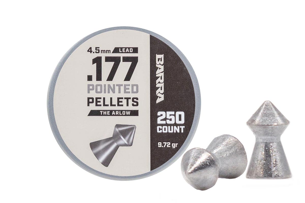 Barra Arlo Pointed Tip .177 Cal Pellets - 250ct, .177 (4.5mm), Silver 0.177